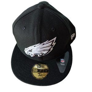 New Era 59FIFTY Philadelphia Eagles NFL Black White Basic Fitted Hat Size 7 7/8